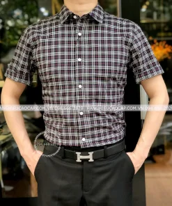 Áo Burberry mầu đen kẻ nhỏ cộc tay hàng hiệu madein Thailand