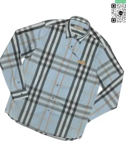 Áo Burberry BBR mầu xanh nhạt dài tay hàng siêu cấp like authen