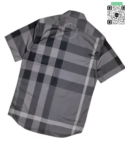 Áo Burberry cộc tay kẻ lệch mầu chì hàng siêu cấp