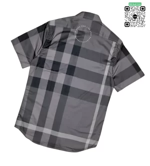 Áo Burberry cộc tay kẻ lệch mầu chì hàng siêu cấp