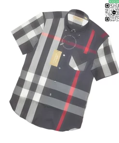 Áo Burberry cộc tay mầu tím than sọc trắng hàng siêu cao cấp