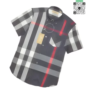 Áo Burberry cộc tay mầu tím than sọc trắng hàng siêu cao cấp