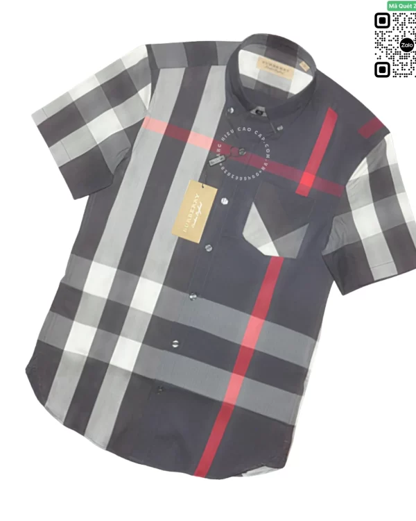 Áo Burberry cộc tay mầu tím than sọc trắng hàng siêu cao cấp