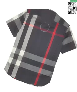 Áo Burberry cộc tay mầu tím than sọc trắng hàng siêu cao cấp