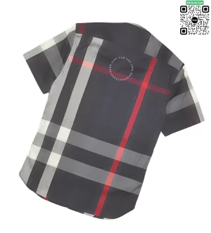 Áo Burberry cộc tay mầu tím than sọc trắng hàng siêu cao cấp