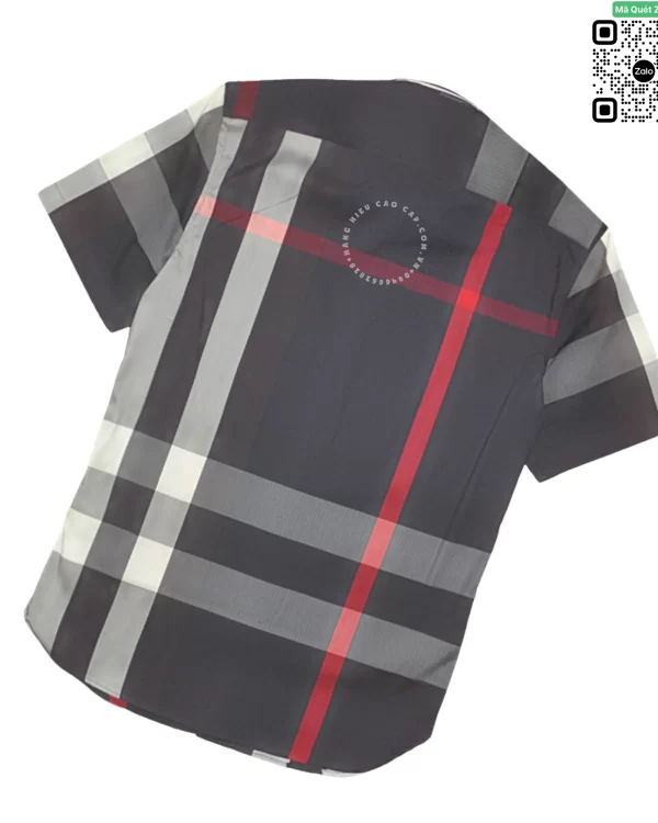 Áo Burberry cộc tay mầu tím than sọc trắng hàng siêu cao cấp