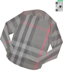 Áo Burberry dài tay mầu đen kẻ đỏ túi chéo chất vải sợi tăm
