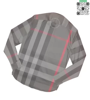 Áo Burberry dài tay mầu đen kẻ đỏ túi chéo chất vải sợi tăm