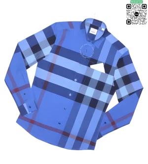 Áo Burberry hàng hiệu dài tay mầu xanh dương kẻ to