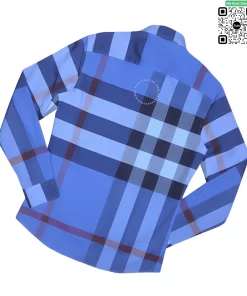 Áo Burberry hàng hiệu dài tay mầu xanh dương kẻ to