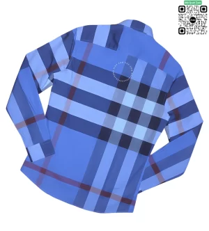 Áo Burberry hàng hiệu dài tay mầu xanh dương kẻ to