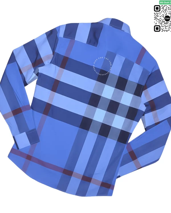 Áo Burberry hàng hiệu dài tay mầu xanh dương kẻ to