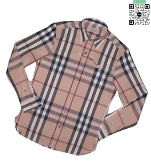Áo Burberry kẻ cân dài tay mầu vàng be hàng chính hãng