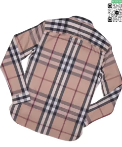 Áo Burberry kẻ cân dài tay mầu vàng be hàng chính hãng