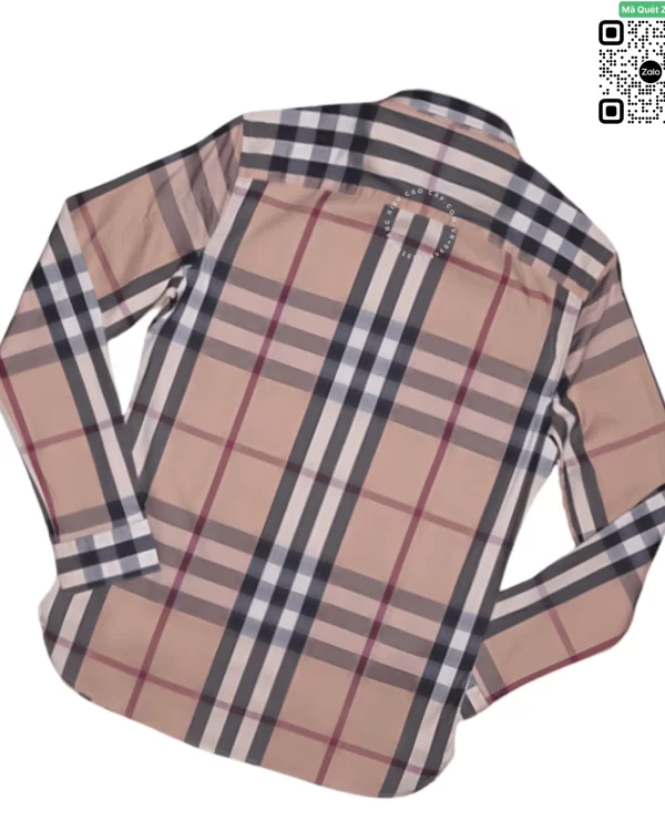 Áo Burberry kẻ cân dài tay mầu vàng be hàng chính hãng