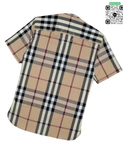 Áo Burberry kẻ cân ngắn tay mầu vàng be hàng hiệu