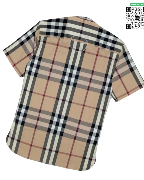 Áo Burberry kẻ cân ngắn tay mầu vàng be hàng hiệu