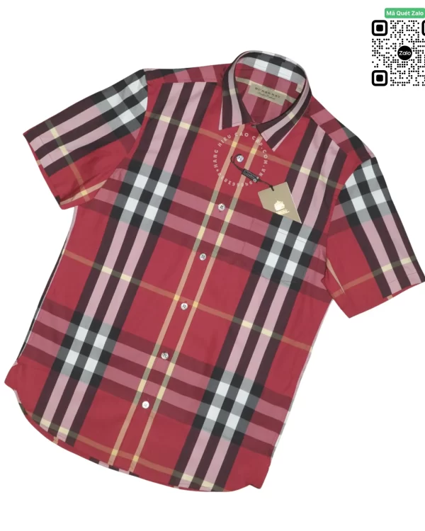 Áo Burberry like auth cộc tay kẻ cân mầu đổ đô hàng hiệu