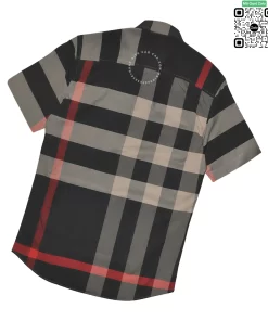 Áo Burberry like auth cộc tay mầu đen sám vải thô