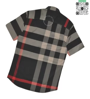 Áo Burberry like auth cộc tay mầu đen sám vải thô