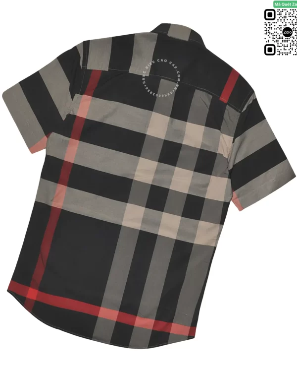 Áo Burberry like auth cộc tay mầu đen sám vải thô