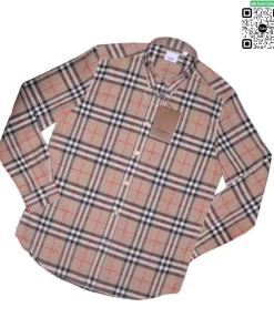 Áo Burberry like auth kẻ nhỏ dài tay mầu vàng be