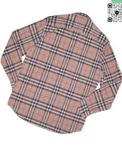 Áo Burberry like auth kẻ nhỏ dài tay mầu vàng be