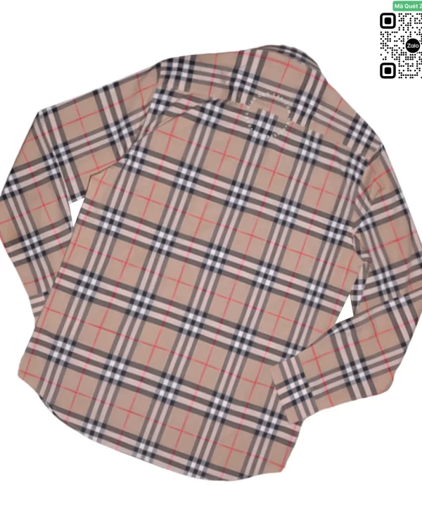 Áo Burberry like auth kẻ nhỏ dài tay mầu vàng be