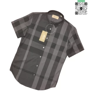 Áo Burberry nam mầu đen nhạt ngắn tay vải mềm hàng hiệu