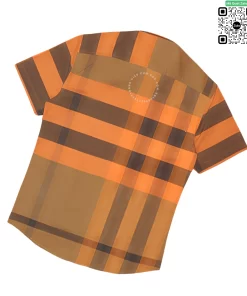 Áo Burberry nam ngắn tay mầu cam kẻ to hàng chuẩn chính hãng