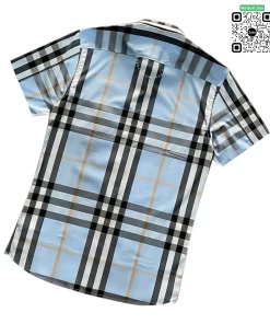 Áo Burberry siêu cấp mầu xanh nhạt ngắn tay kẻ cân