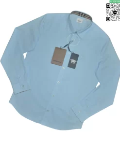 Áo sơ mi Burberry BBR mầu xanh check tay hàng hiệu chính hãng