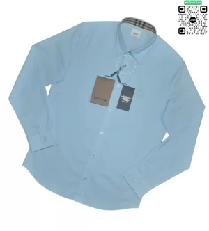 Áo sơ mi Burberry BBR mầu xanh check tay hàng hiệu chính hãng