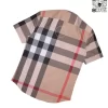 Áo sơ mi Burberry nam ngắn tay mầu vàng be kẻ to hàng hiệu