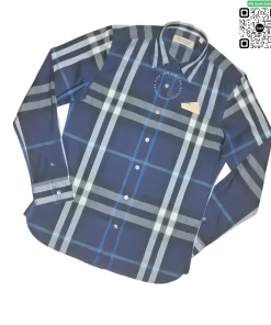 Áo Burberry BBR dài tay kẻ cân mầu xanh hàng hiệu chính hãng
