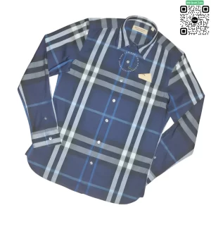 Áo Burberry BBR dài tay kẻ cân mầu xanh hàng hiệu chính hãng