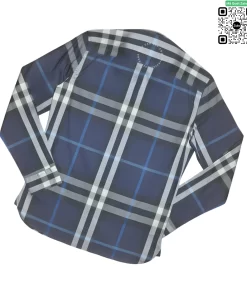 Áo Burberry BBR dài tay kẻ cân mầu xanh hàng hiệu chính hãng