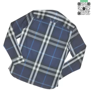Áo Burberry BBR dài tay kẻ cân mầu xanh hàng hiệu chính hãng