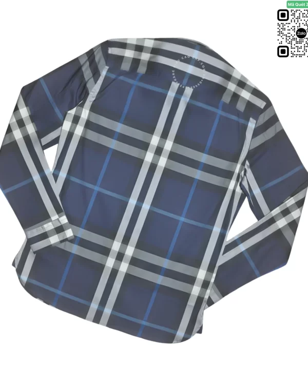 Áo Burberry BBR dài tay kẻ cân mầu xanh hàng hiệu chính hãng