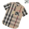 Áo Burberry BBR ngắn tay túi chéo vải sợi tăm lụa mầu vàng be