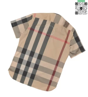Áo Burberry BBR ngắn tay túi chéo vải sợi tăm lụa mầu vàng be