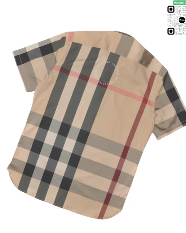 Áo Burberry BBR ngắn tay túi chéo vải sợi tăm lụa mầu vàng be