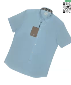 Áo Burberry cộc tay logo TB mầu xanh da trời hàng hiệu