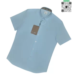 Áo Burberry cộc tay logo TB mầu xanh da trời hàng hiệu