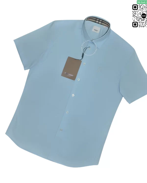 Áo Burberry cộc tay logo TB mầu xanh da trời hàng hiệu