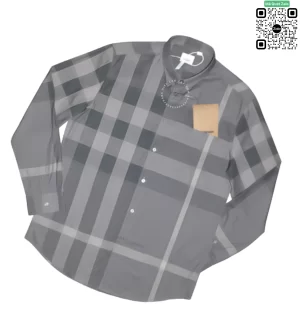 Áo Burberry dài tay kẻ lệch mầu chì hàng siêu cấp