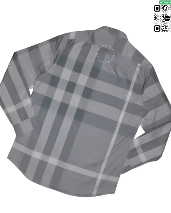 Áo Burberry dài tay kẻ lệch mầu chì hàng siêu cấp