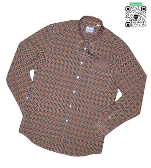 Áo Burberry dài tay kẻ nhỏ mầu vàng be hàng hiệu chính hãng