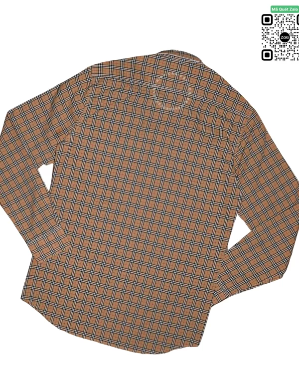 Áo Burberry dài tay kẻ nhỏ mầu vàng be hàng hiệu chính hãng