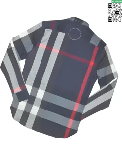Áo Burberry dài tay kẻ to mầu xanh tím than kẻ trắng túi chéo